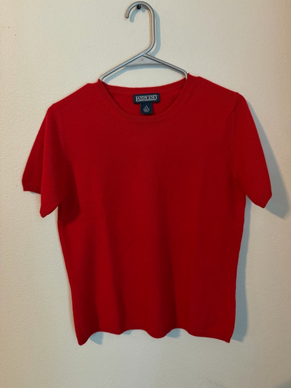 Women’s Lands’ End 100% Cashmere Short Sleeve Sweater 6-8 Preppy Classic Clean